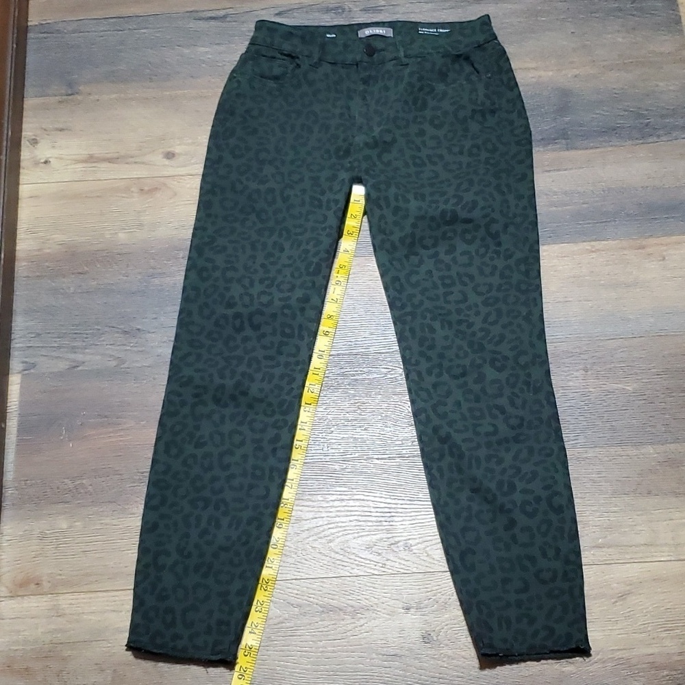 DL1961 green black snow leopard Florence cropped midrise instasculpt skinny jean